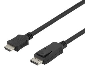 Kabelis Deltaco DP-3030-K, DisplayPort į HDMI laidas, 3m цена и информация | Кабели и провода | pigu.lt