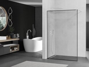 Walk-in dušo sienelė Mexen Kioto, white/black frame, 70,80,90,100,110,120x200 cm kaina ir informacija | Dušo durys ir sienelės | pigu.lt