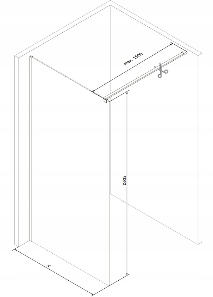 Walk-in dušo sienelė Mexen Kioto, white/juodas raštas, 70,80,90,100,110,120x200 cm kaina ir informacija | Dušo durys ir sienelės | pigu.lt