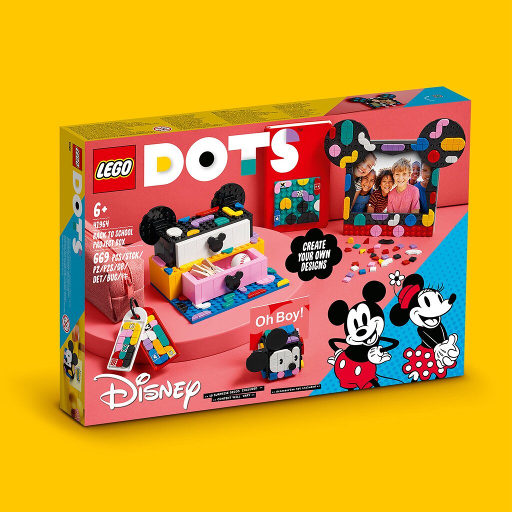 41964 LEGO® DOTS Коробка Снова в школу с мышатами Микки Маусом и Минни Маус  цена | pigu.lt