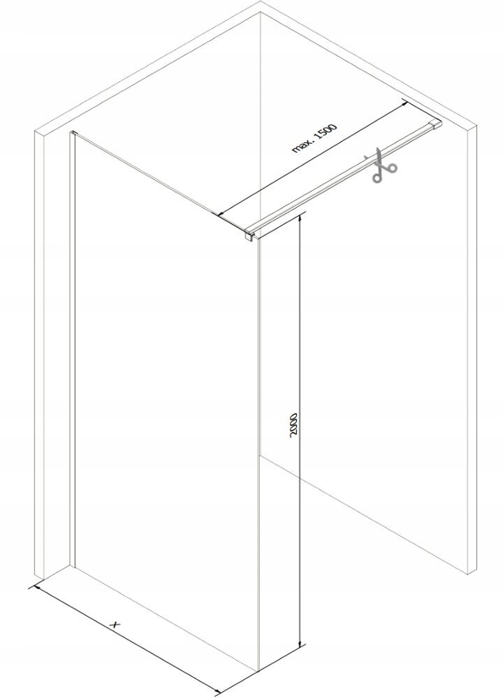 Walk-in dušo sienelė Mexen Kioto, white/stiklas su raštu, 70,80,90,100,110,120x200 cm kaina ir informacija | Dušo durys ir sienelės | pigu.lt