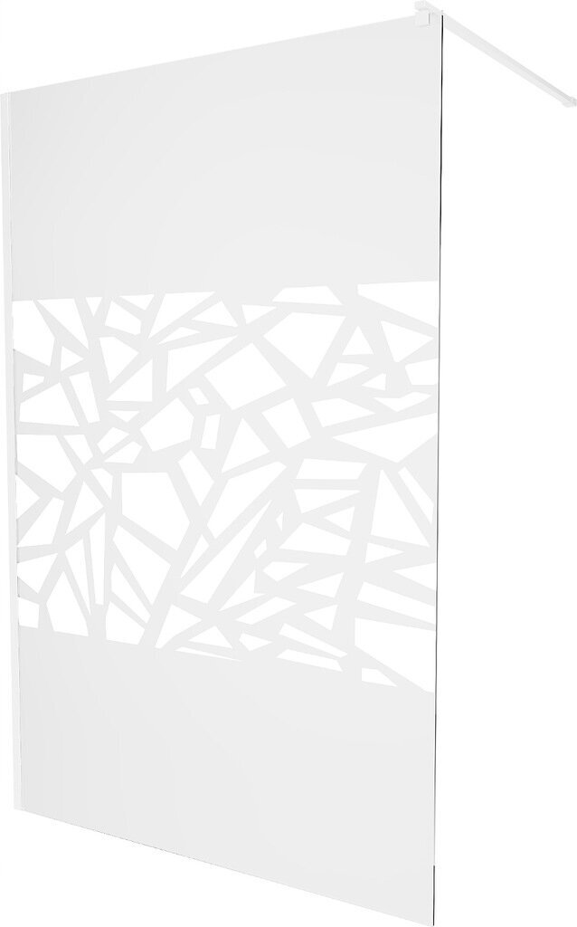 Walk-in dušo sienelė Mexen Kioto, white/stiklas su raštu, 70,80,90,100,110,120x200 cm kaina ir informacija | Dušo durys ir sienelės | pigu.lt