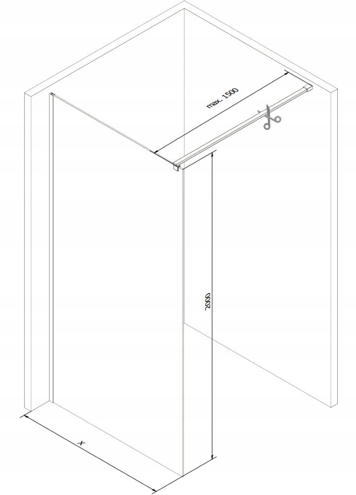 Walk-in dušo sienelė Mexen Kioto, black/veidrodinis stiklas, 70,80,90,100,110,120x200 cm kaina ir informacija | Dušo durys ir sienelės | pigu.lt