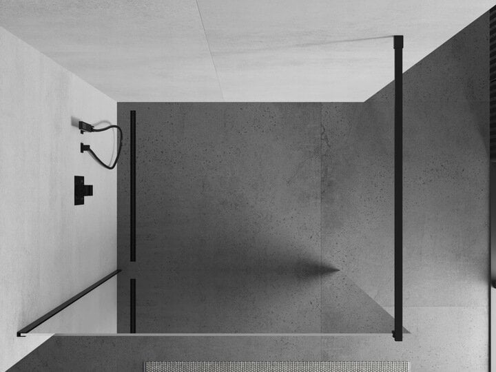 Walk-in dušo sienelė Mexen Kioto, black/veidrodinis stiklas, 70,80,90,100,110,120x200 cm kaina ir informacija | Dušo durys ir sienelės | pigu.lt
