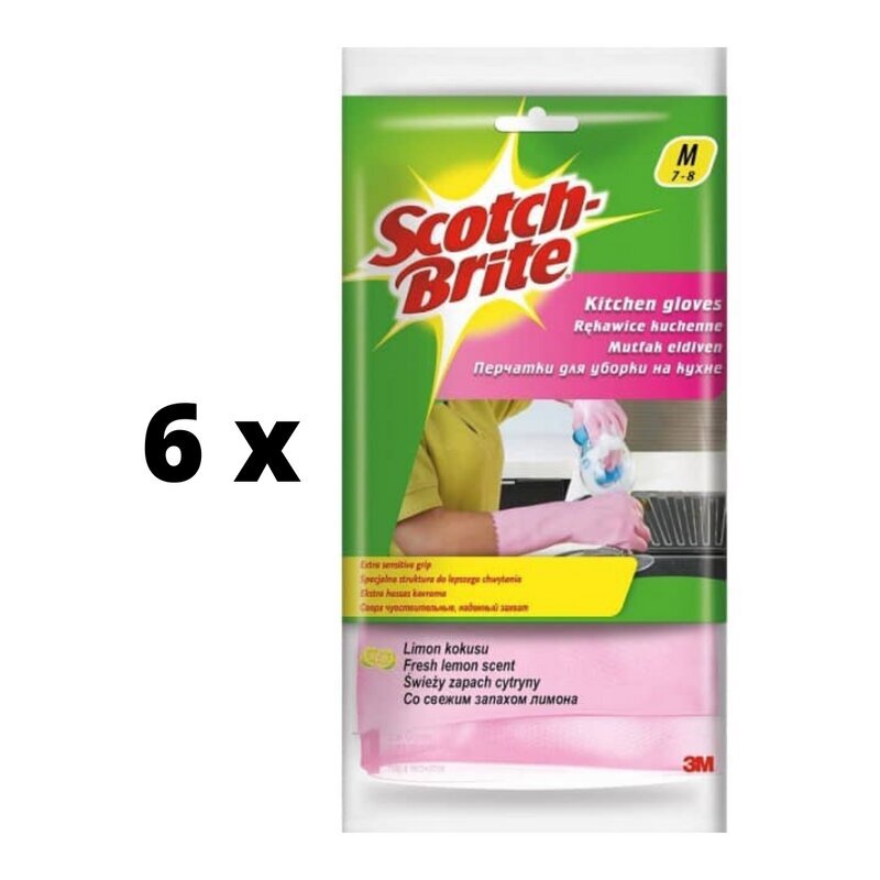 Scotch-Brite Tunivs universalios guminės pirštinės, M dydis, 2 vnt. x 6 pak. kaina ir informacija | Darbo pirštinės | pigu.lt