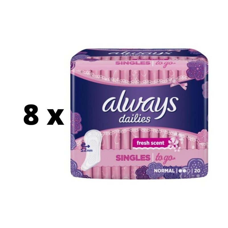 Higieniniai įklotai Always Dailies to GO Fresh Scent 20, vnt. x 8 vnt. pakuotė цена и информация | Tamponai, higieniniai paketai, įklotai | pigu.lt