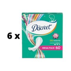 Higieniniai įklotai Discreet Water Lily, 60 vnt. x 6 vnt. pakuotė kaina ir informacija | Tamponai, higieniniai paketai, įklotai | pigu.lt