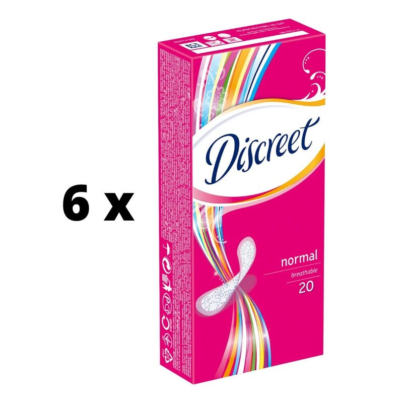 Higieniniai įklotai Discreet Normal, 20 vnt. x 6 vnt. pakuotė kaina ir informacija | Tamponai, higieniniai paketai, įklotai | pigu.lt