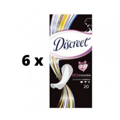 Higieniniai įklotai Discreet Irresistable, 20 vnt. x 6 vnt. pakuotė kaina ir informacija | Tamponai, higieniniai paketai, įklotai | pigu.lt