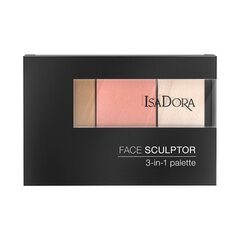 Veido modeliavimo paletė IsaDora Face Sculptor 3-in-1 12 g, 12 Warm Peach kaina ir informacija | Makiažo pagrindai, pudros | pigu.lt