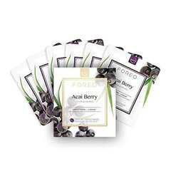 Stangrinamųjų veido kaukių rinkinys brandžiai odai Foreo UFO Mask Set - Acai Berry, 6 vnt x 6 g kaina ir informacija | Veido kaukės, paakių kaukės | pigu.lt