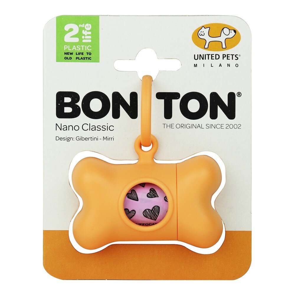 United Pets Bon Ton Nano Classic šunų maišelių dispenseris, 6 x 3 x 4 cm, oranžinis kaina ir informacija | Priežiūros priemonės gyvūnams | pigu.lt