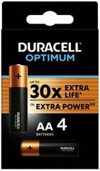Duracell Optimum AA Alkaline 4pack цена и информация | Батарейки | pigu.lt