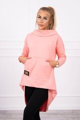 Džemperia ilga nugara ir gobtuvu moterims, rožinės spalvos kaina ir informacija | Džemperiai moterims | pigu.lt