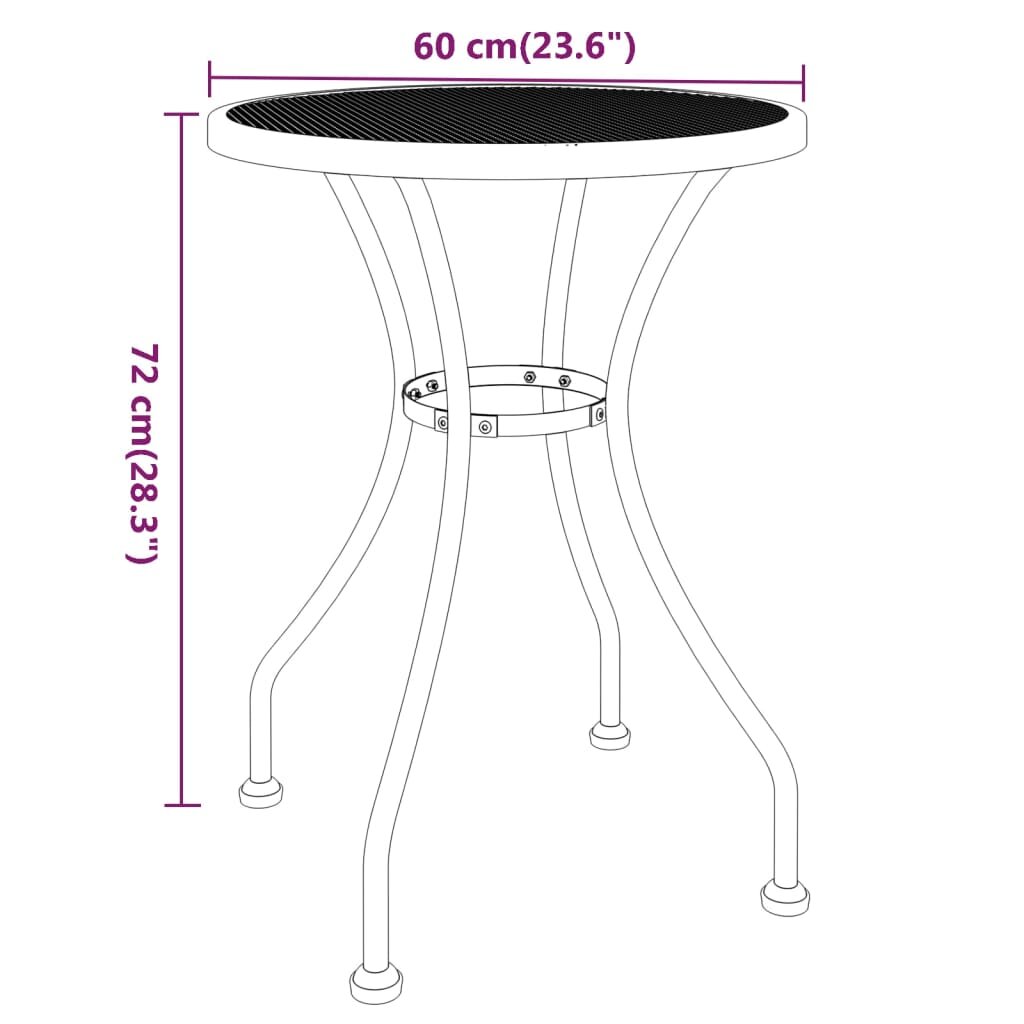 Sodo stalas, antracito, 60x72cm, plėsto metalo tinklelis kaina ir informacija | Lauko stalai, staliukai | pigu.lt