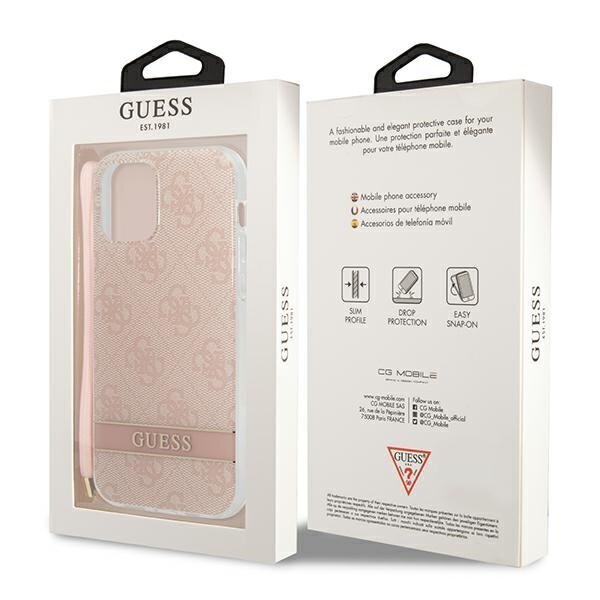 Guess GUOHCP12MH4STP skirtas Apple iPhone 12/12 Pro, rožinis kaina ir informacija | Telefono dėklai | pigu.lt