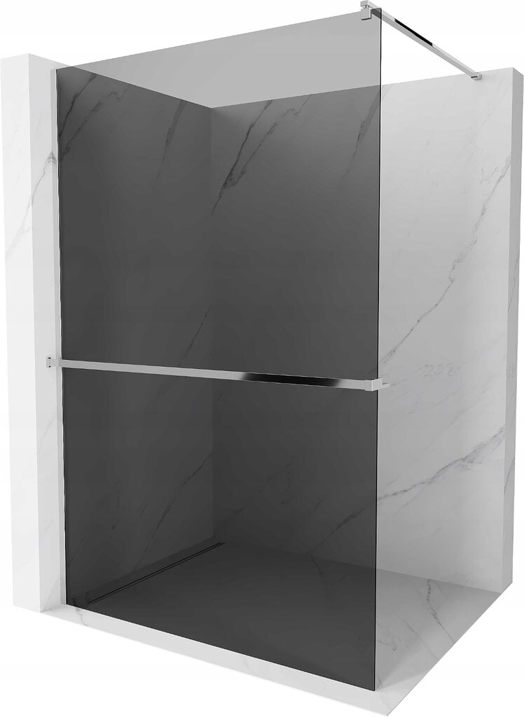 Walk-in dušo sienelė Mexen Kioto+ su lentynėle, chrome/grafito stiklas, 70,80,90,100,110,120x200 cm цена и информация | Dušo durys ir sienelės | pigu.lt
