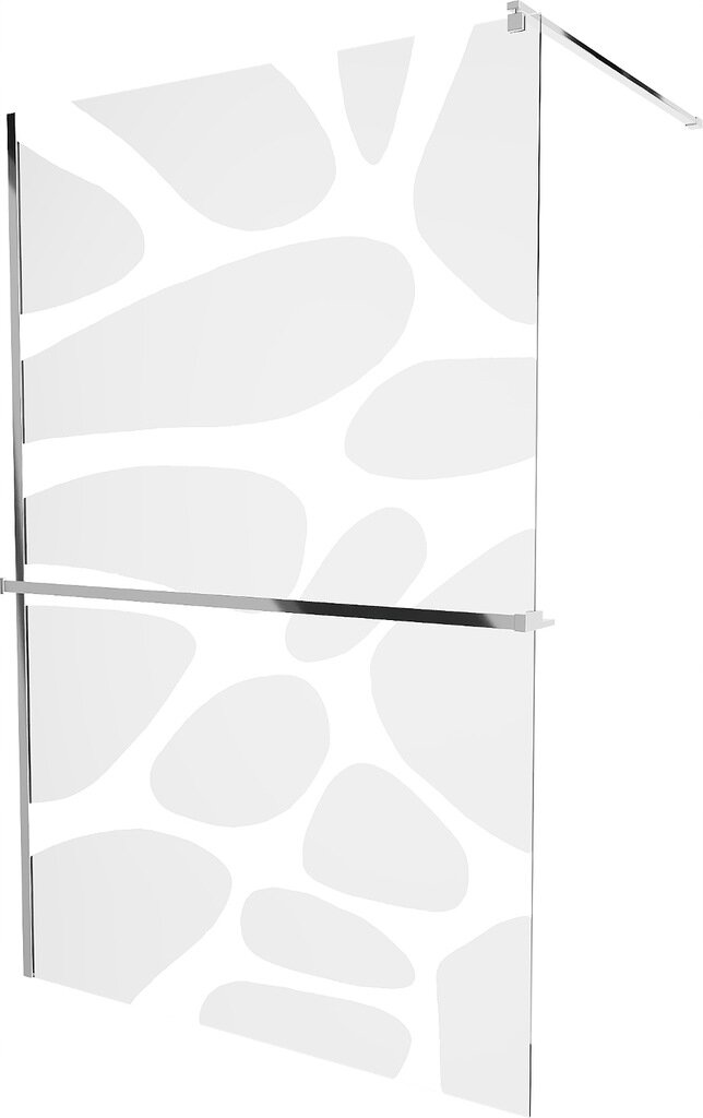 Walk-in dušo sienelė Mexen Kioto+ su lentynėle, chrome/stiklas su raštu, 70,80,90,100,110,120,130,140x200 cm kaina ir informacija | Dušo durys ir sienelės | pigu.lt