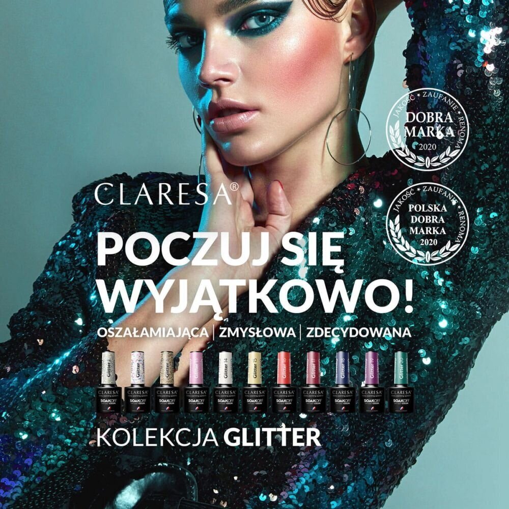 Ilgalaikis hibridinis nagų lakas Claresa glitter 16, 5g. kaina ir informacija | Nagų lakai, stiprintojai | pigu.lt