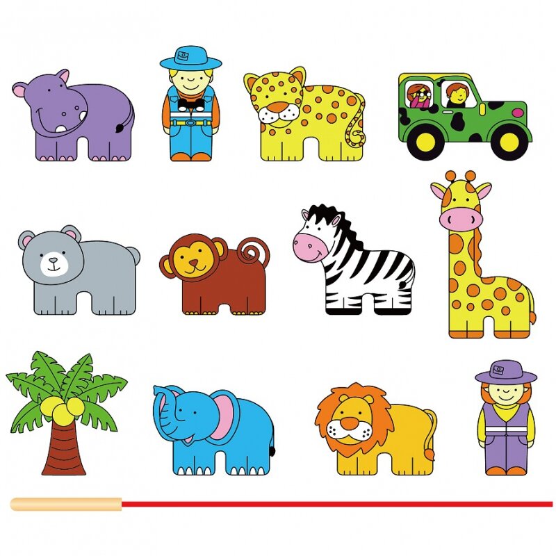 Medinės kaladėlės su virvele - Safaris kaina ir informacija | Žaislai kūdikiams | pigu.lt
