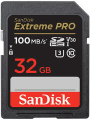 Sandisk memory card SDHC 32GB Extreme Pro UHS-I V30 цена и информация | Карты памяти для фотоаппаратов, камер | pigu.lt