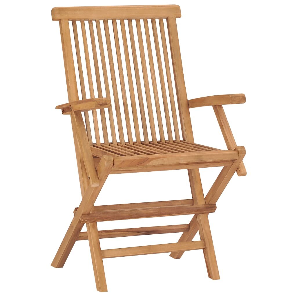 vidaXL Sulankstomos sodo kėdės, 8vnt., tikmedžio medienos masyvas kaina ir informacija | Lauko kėdės, foteliai, pufai | pigu.lt