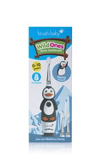 Детская электрическая аккумуляторная зубная щетка Brush-baby WildOne 0-10 лет, Пингвин цена и информация | Электрические зубные щетки | pigu.lt