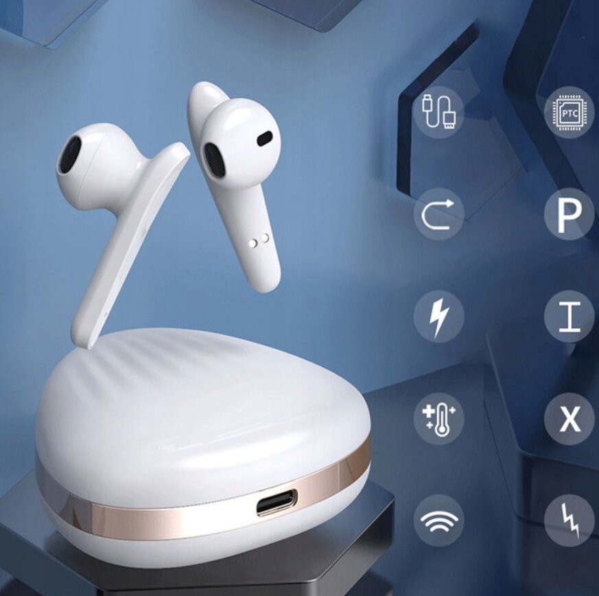 Elegantiškos Bluetooth 5.0 belaidės sportinės Bluetooth ausinės su powerbank dėklu, skaitmeninis ekranas, Stereo Bluetooth ausinės, palaikymas IOS/Android, baltos kaina ir informacija | Ausinės | pigu.lt