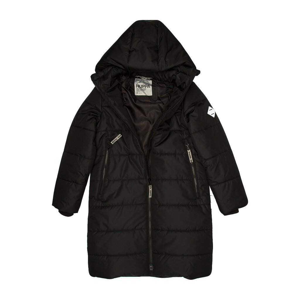 Huppa žieminis paltas mergaitėms Nina 300g, juodas цена и информация | Žiemos drabužiai vaikams | pigu.lt