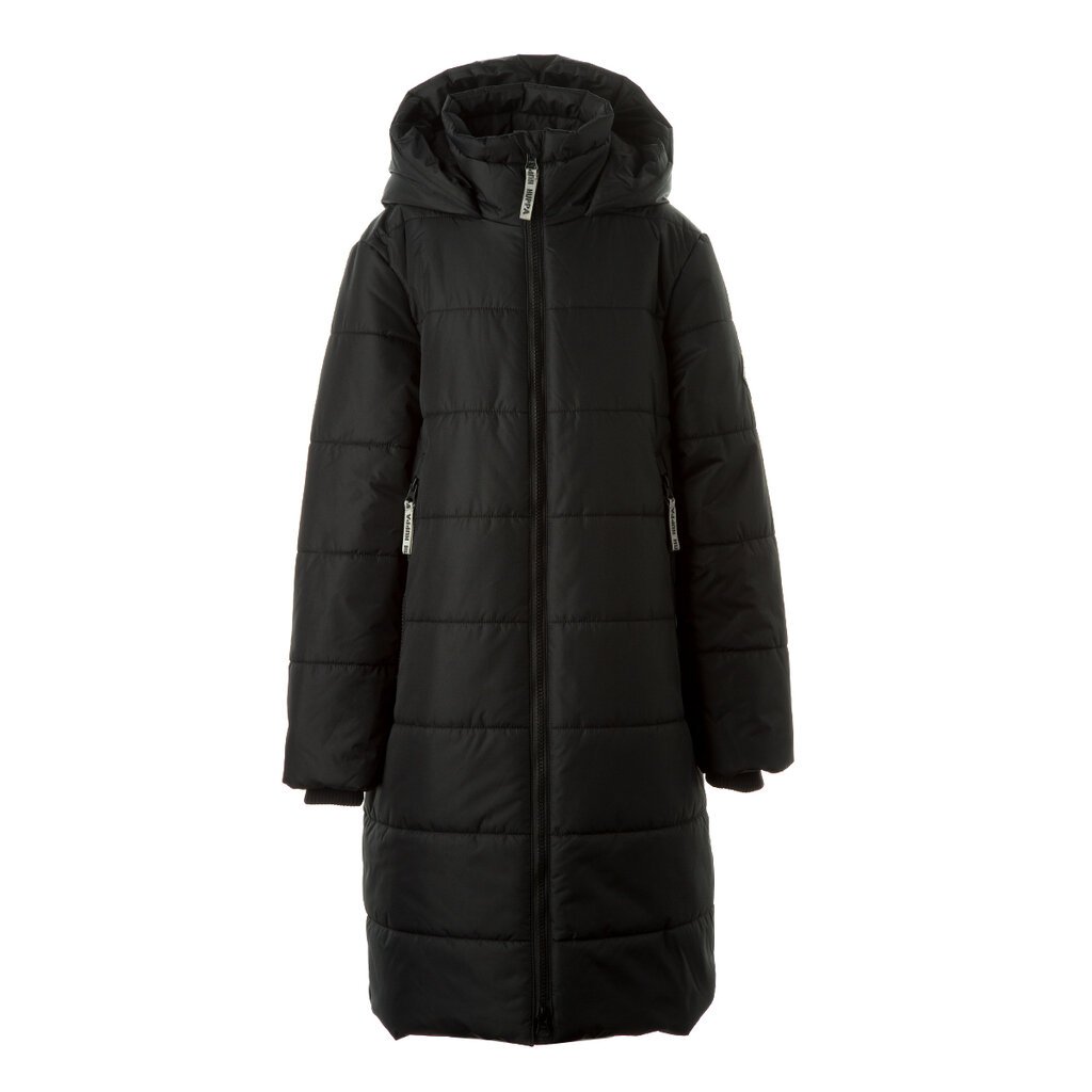 Huppa mergaičių žieminis paltas NINA 300g, juodas цена и информация | Žiemos drabužiai vaikams | pigu.lt