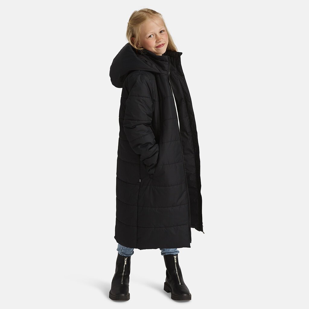 Huppa mergaičių žieminis paltas NINA 300g, juodas цена и информация | Žiemos drabužiai vaikams | pigu.lt