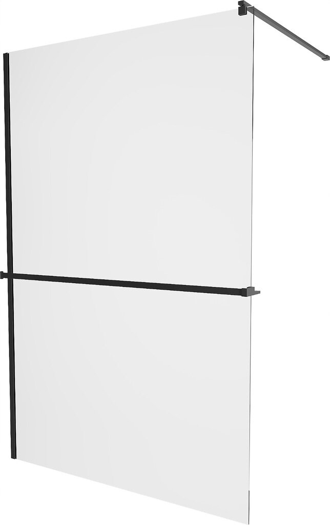 Walk-in dušo sienelė Mexen Kioto+ su lentynėle, black/skaidrus stiklas, 70,80,90,100,110,120,130,140x200 cm kaina ir informacija | Dušo durys ir sienelės | pigu.lt