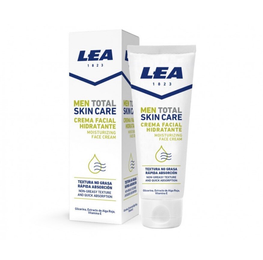 Drėkinamasis veido kremas vyrams lea men total skin care, 75 ml цена и информация | Veido kremai | pigu.lt