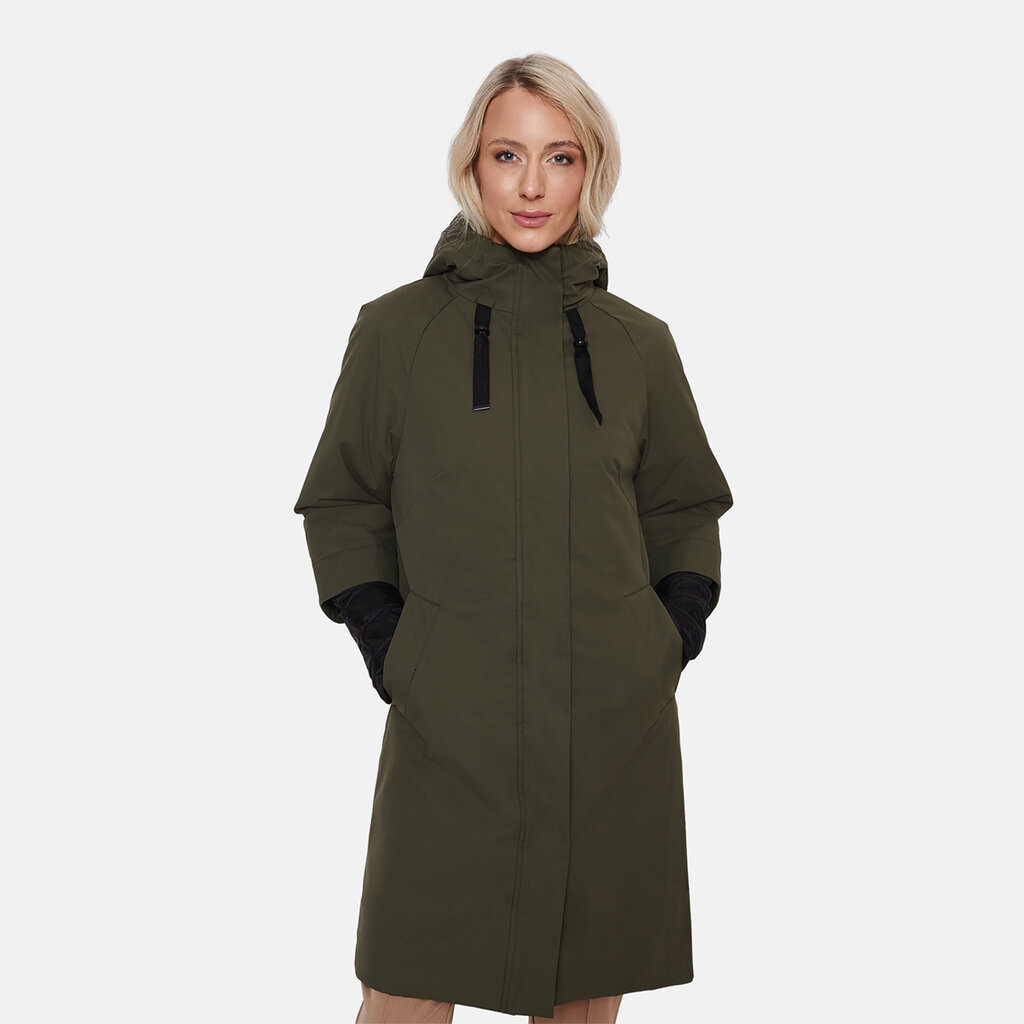 Huppa moteriškas pašiltintas paltas ALMIRA, alyvuogių spalvos kaina ir informacija | Striukės moterims | pigu.lt