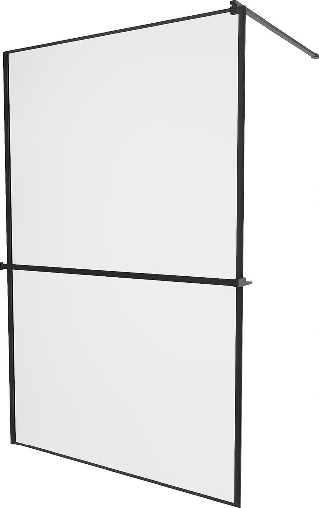 Walk-in dušo sienelė Mexen Kioto+ su lentynėle, black/black frame, 70,80,90,100,110,120,130,140x200 cm kaina ir informacija | Dušo durys ir sienelės | pigu.lt