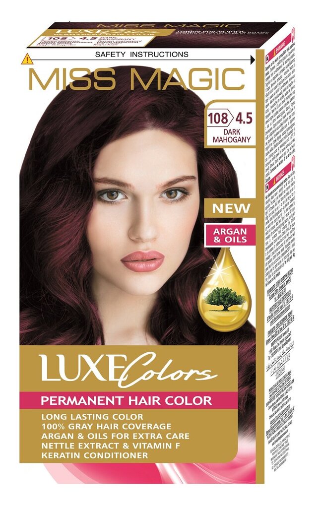 Plaukų dažai Miss Magic Luxe Colors 4.5 Dark Mahogany blond, 93ml цена и информация | Plaukų dažai | pigu.lt