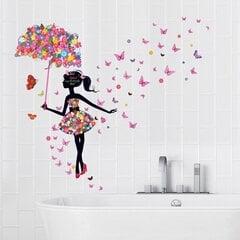Vaikiškas sienų lipdukas Gėlių mergaitė su skėčiu kaina ir informacija | Interjero lipdukai | pigu.lt