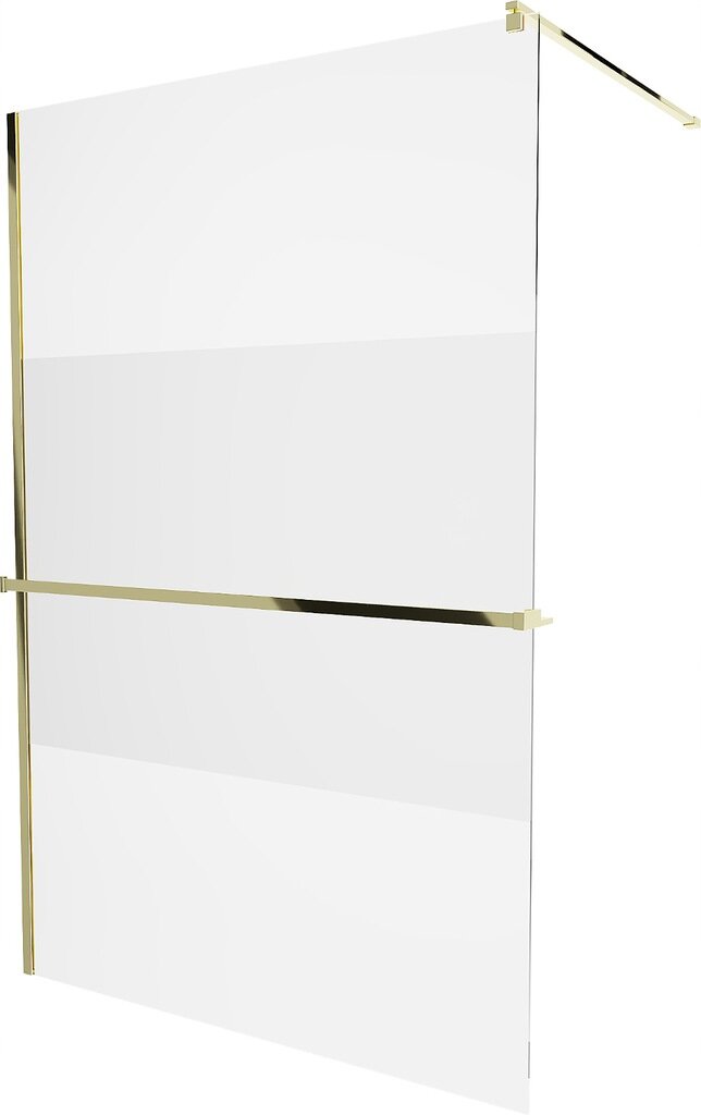 Walk-in dušo sienelė Mexen Kioto+ su lentynėle, gold/pusiau matinis stiklas, 70,80,90,100,110,120x200 cm цена и информация | Dušo durys ir sienelės | pigu.lt