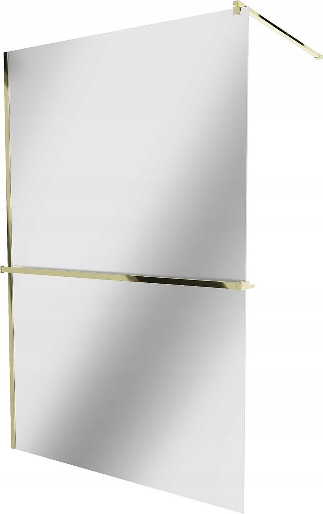 Walk-in dušo sienelė Mexen Kioto+ su lentynėle, gold/veidrodis, 70,80,90,100,110,120x200 cm цена и информация | Dušo durys ir sienelės | pigu.lt