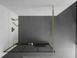 Walk-in dušo sienelė Mexen Kioto+ su lentynėle, gold/juodas raštas, 70,80,90,100,110,120,130,140x200 cm kaina ir informacija | Dušo durys ir sienelės | pigu.lt