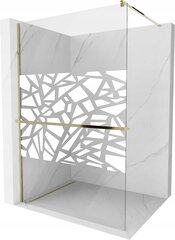 Walk-in dušo sienelė Mexen Kioto+ su lentynėle, gold/stiklas su raštu, 70,80,90,100,110,120,130,140x200 cm kaina ir informacija | Dušo durys ir sienelės | pigu.lt