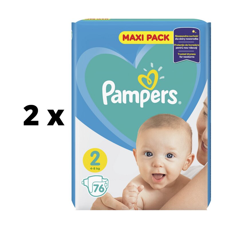 Sauskelnės PAMPERS New Baby, Value Pack Plus, 2 dydis, 4-8 kg, 72 vnt. x 2 vnt. pakuotė цена и информация | Sauskelnės | pigu.lt