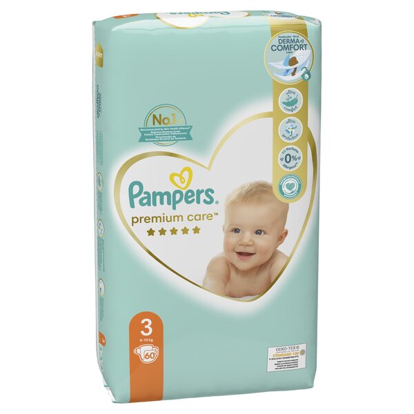 Sauskelnės PAMPERS Premium Care, Value Pack 3 dydis, 60 vnt. x 1 vnt.  pakuotė kaina | pigu.lt