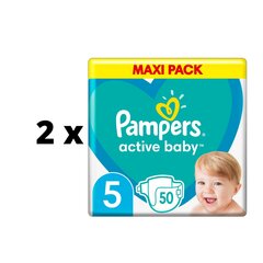 Подгузники Pampers Active Baby Maxi Pack S5, 50 шт. х 2 шт. упаковка цена и информация | Подгузники | pigu.lt