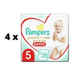 Подгузники Pampers Premium Pants, Carry Pack, размер 5, 20 шт. х 4 шт. упаковка цена и информация | Подгузники | pigu.lt