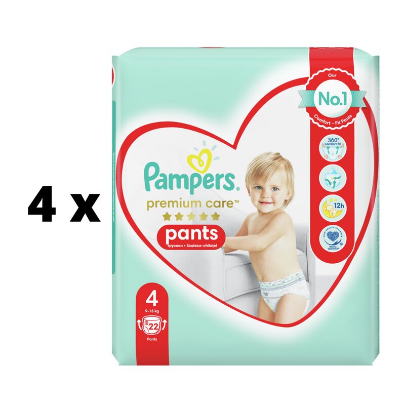 Sauskelnės PAMPERS Premium Pants, Carry Pack,4 dydis, 22 vnt. x 4 vnt. pakuotė цена и информация | Sauskelnės | pigu.lt