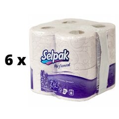 Туалетная бумага Selpak Spa Lavender, 3 слоя, 18,6 метра, 150 листов, 8 шт. х 6 шт. упаковка цена и информация | Туалетная бумага, бумажные полотенца | pigu.lt