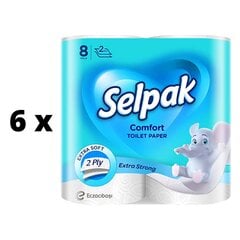 Туалетная бумага Selpak comfort, 8 шт., 2 слоя. х 6 шт. упаковка цена и информация | Туалетная бумага, бумажные полотенца | pigu.lt