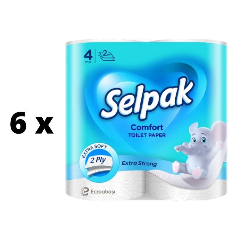 Tualetinis popierius SELPAK comfort, 4 vnt., 2 sl. x 6 vnt. pakuotė цена и информация | Tualetinis popierius, popieriniai rankšluosčiai | pigu.lt