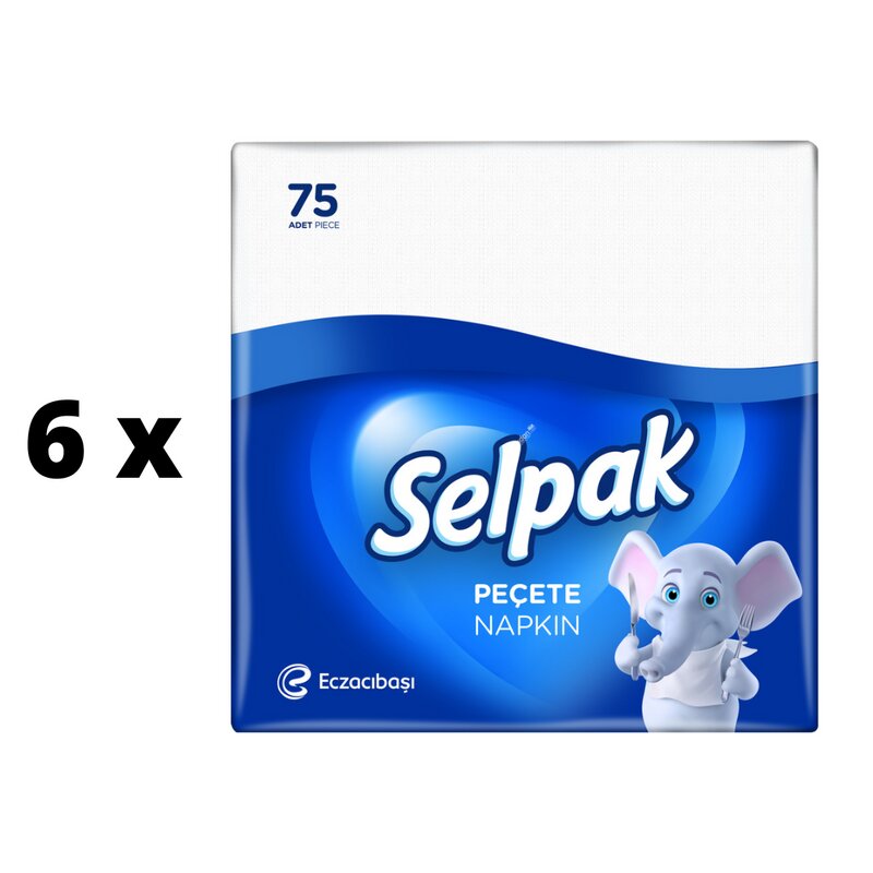 Servetėlės selpak Classic, baltos, 3 sluoksnių, 30 x 30 cm, 75 vnt. x 6 pak. kaina ir informacija | Vatos gaminiai, drėgnos servetėlės | pigu.lt